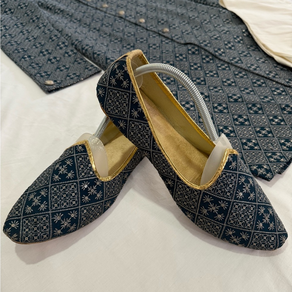 Blue Patterned Indowestern Full Set - Picture 7 of 8